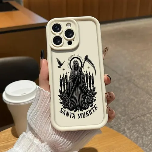 Vista 5 de Santa Muerte Grim Reaper Skull Phone Case，Black：Fits iPhone 14 Pro Max Negro