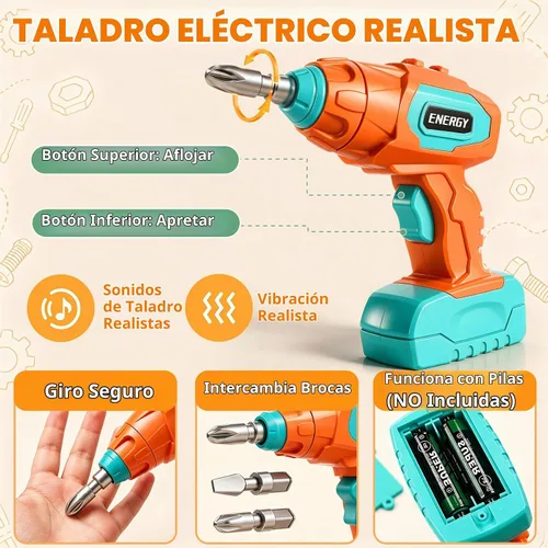 Vista 7 de Kids Tool Set with Drill & Toolbox, 160PCS STEM Construction Building Toys