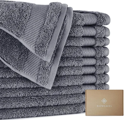 Vista 5 de BIOWEAVES 100% Algodón Orgánico 700 GSM Suave Juego de Toallas Premium de 6 Piezas Certificado GOTS, 2 Toallas de Baño, 2 Toallas de Mano y 2 Paños