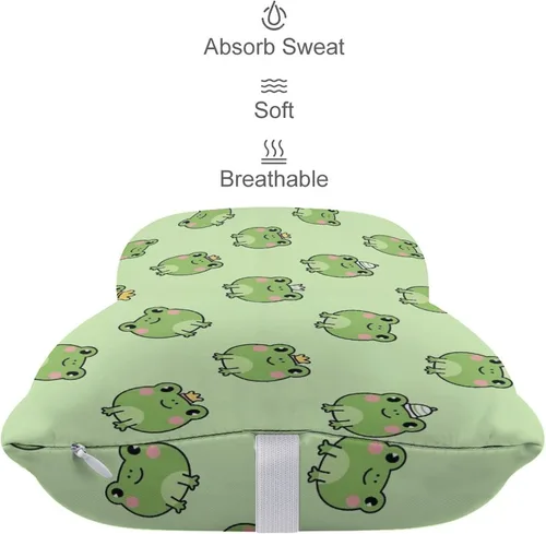 Vista 4 de Almohada de coche para aliviar el dolor de cuello, compatible con linda rana de espuma viscoelástica para el cuello del auto con correa ajustable, 2