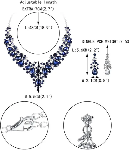 Vista 4 de EVER FAITH Juego de aretes de collar de lágrima de cristal elegante para mujer Cristal