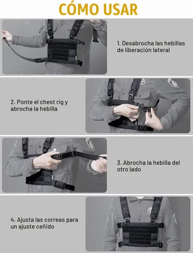 Vista 6 de ONETIGRIS ROC Chest Rig Panel modular táctico con correa de hombro extraíble y correa de cintura