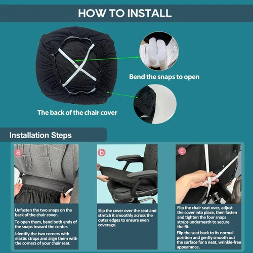 Vista 6 de NeColorLife Funda de asiento grande para silla de oficina de 19.7 a 26 pulgadas, funda elástica para sillas ejecutivas y de juegos, lavable
