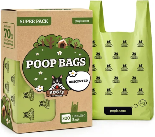 Vista 10 de Pogi's Bolsas para excremento con asas de ajuste fácil: Bolsas para residuos de perro a prueba de fugas Aromatizado.