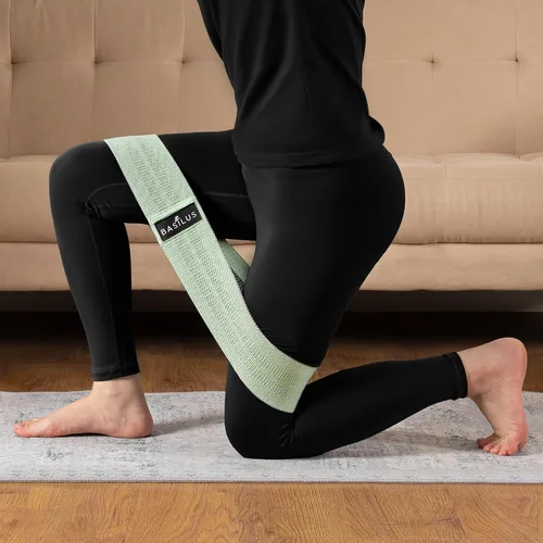 Vista 7 de Paquete de 3 bandas de resistencia de tela para piernas y glúteos, bandas de ejercicio para entrenamiento, entrenamiento de fuerza, yoga, pilates