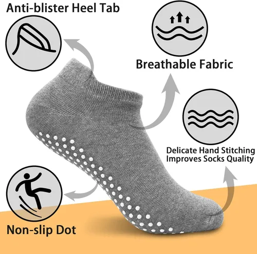 Vista 3 de GRPSKCOS Calcetines de yoga de Pilates para mujer, 4 pares antideslizantes para el hogar, hospital, para entrenamiento, con agarre descalzo