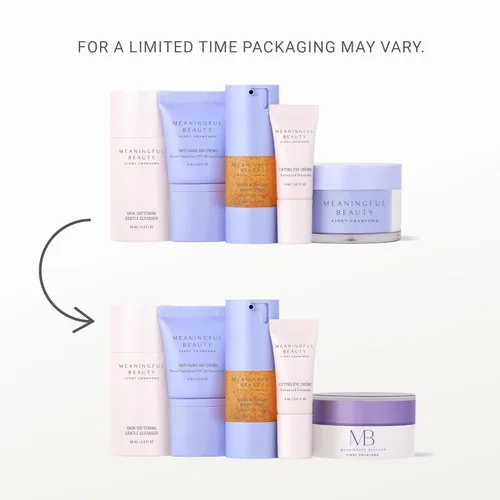 Vista 2 de Meaningful Beauty Essentials Skincare System Advanced Formula Starter Kit, with Melon Super Antioxidants, Includes Youth Activating Melon Serum, Day