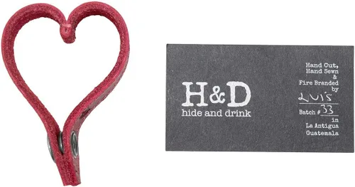 Vista 7 de Hide & Drink, Llavero de cuero con forma de corazónllaveroanilloamormonedero, hecho a mano Sangria, Sangría