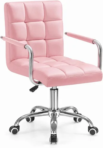 Vista 9 de Furmax silla de oficina con respaldo medio de piel sintética, silla ejecutiva moderna, ajustable, silla de escritorio para el hogar, silla de Gris