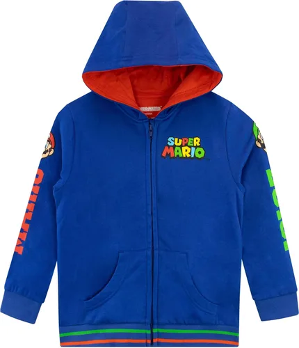 Vista 2 de SUPER MARIO Sudadera con capucha y cremallera para niños Mario y Luigi para niños
