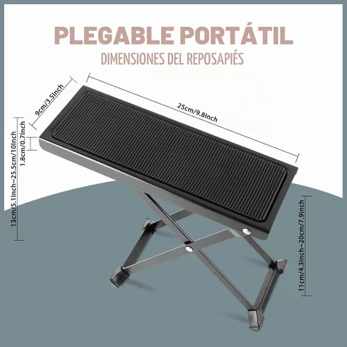 Vista 2 de EASTROCK Reposapiés de guitarra plegable ajustable de altura de hierro sólido para guitarra clásica