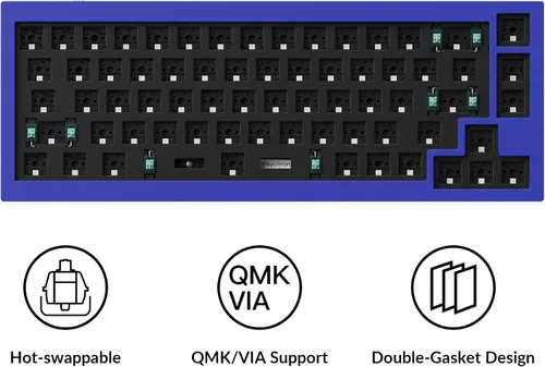 Vista 2 de Keychron Teclado mecánico personalizado Q2 versión barebone con cable de aluminio completo, macro programable QMK/VIA, compatible con Mac Windows