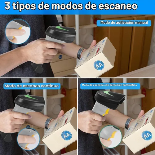 Vista 6 de Escáner de código de barras inalámbrico, lector de código de barras 1D con soporte, 2.4G inalámbrico y conexión por cable USB, escáneres de código