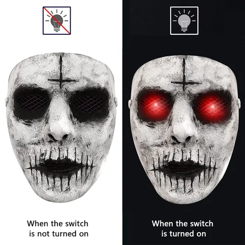 Vista 3 de Máscara de asesino de demonios, máscara de zombi de terror con ojos