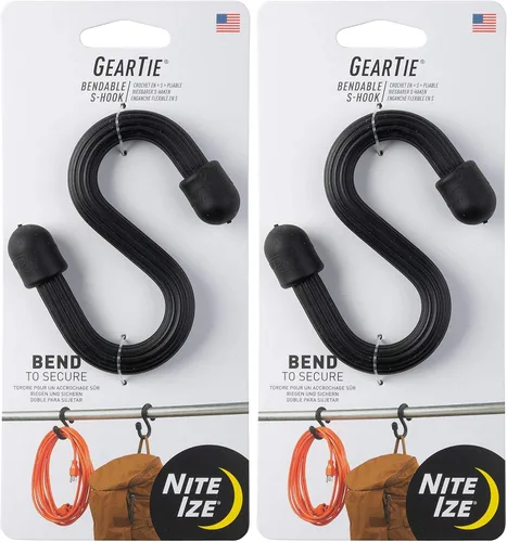 Vista 10 de Nite Ize Gear Tie Gancho en S flexible, gancho en S flexible para garaje, armario, cocina y plantas, negro, 1 unidad (paquete de 1)