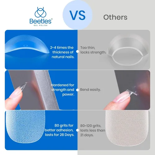 Vista 7 de Beetles Gel Nail Tips Easy Nail Extension Etch X Nail Tips 504Pcs