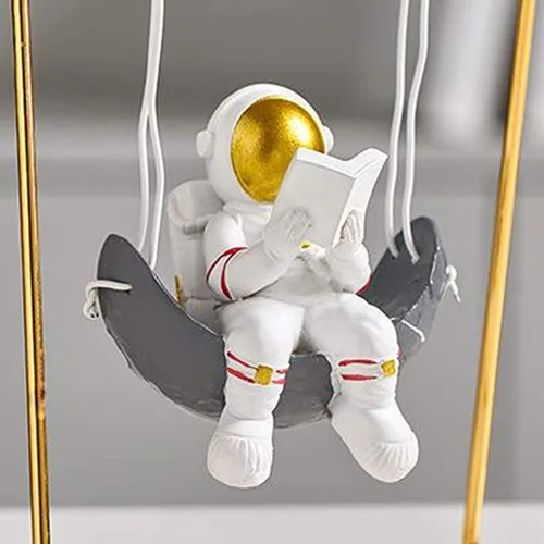 Vista 3 de Figura de astronauta, adornos de astronauta, soporte de exhibición de astronauta de resina, adorno de escritorio para el hogar, oficina, regalo