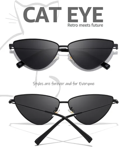 Vista 3 de SODQW Lentes de sol de ojo de gato para mujer, diseño vintage de los años 90, lentes de sol de moda