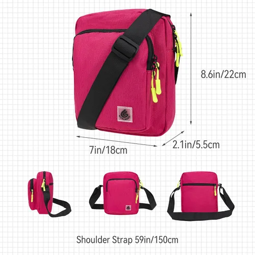 Vista 3 de Gisdanchz Bolso cruzado 2.5L, repelente al agua Pequeña bolsa de hombro para cartera, llaves y más, Rosa encendido, Mochilas Sling