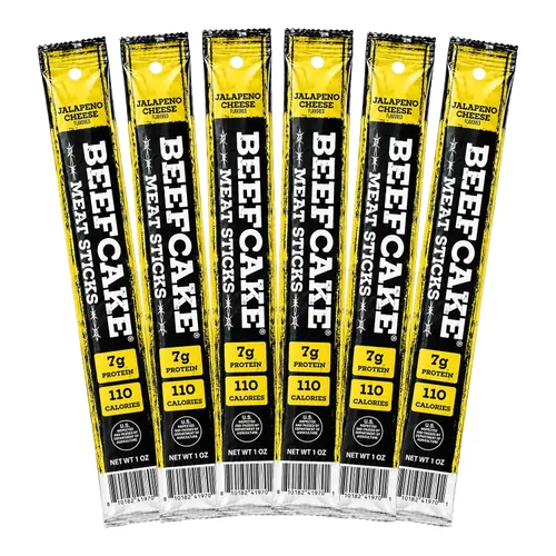 Vista 12 de Beefcake Jerky Barras de carne seca de jalapeño y miel, bocados proteicos de calor dulce, 9g de proteína, 3 barras