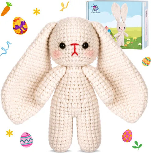 Vista 12 de Kit de ganchillo para principiantes, kit de inicio de ganchillo con tutoriales en video paso a paso, suministros de tejido de ganchillo Amigurumi