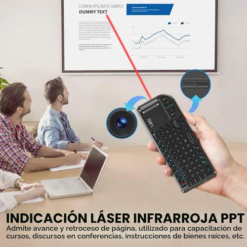 Vista 4 de Mini Teclado Inalámbrico, Mini Teclado Bluetooth con Panel Táctil Sensible, 2.4G/Bluetooth 5.1 Modo Dual Recargable Portátil, para Smart
