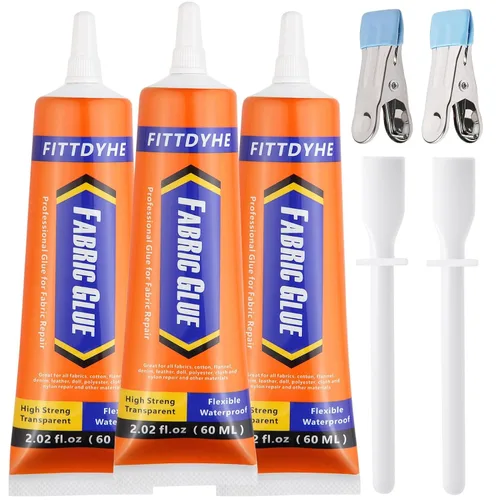 Vista 9 de 2 Pack de Pegamento para Tela Permanente, 60ML/2.02oz Pegamento Claro Lavable para Ropa, Adhesivo Súper para Tela para Strass, Parches, Ropa, Denim