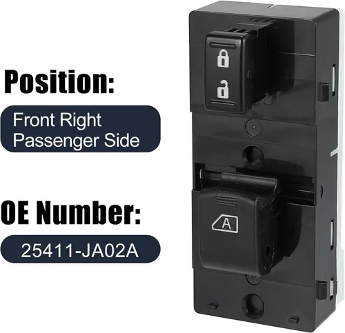 Vista 3 de X AUTOHAUX Interruptor eléctrico del elevalunas delantero derecho del lado del pasajero 25411-JA02A Reemplazo para Nissan Altima Hybrid 2007-2011