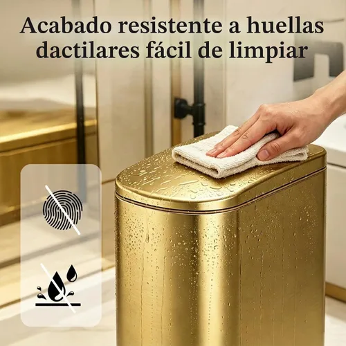 Vista 4 de ELPHECO Basurero de baño con tapa de cierre suave, 3.5 galones / 13.5 litros de acero inoxidable con cubo interior extraíble, papelera para baño