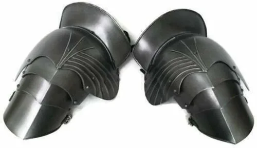 Vista 3 de Hombreras medievales de armadura negra para hombro caballero armadura hombro para disfraz de guerrero de batalla hombro