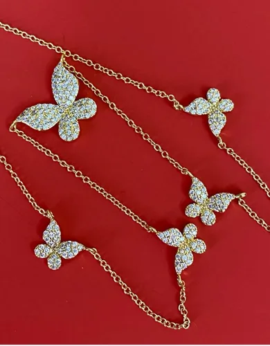 Vista 5 de Collar de mariposa con dije de gargantilla y dije delicado para mujer, joyería para regalos de cumpleaños