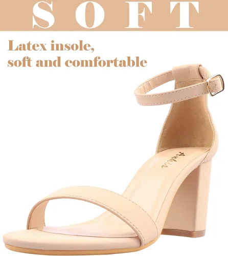 Vista 7 de Ankis Tacones de plataforma cerrados para mujer, tacones negros para mujer, punta redonda cerrada, zapatos de tacón grueso, 4 pulgadas