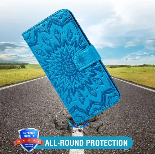 Vista 7 de Funda de teléfono para Google Pixel 3a XL con protector de pantalla de vidrio templado, funda magnética de cuero, soporte para tarjetas, accesorios