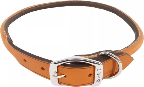 Vista 10 de Coastal Pet - Circle T - Collar redondo de cuero curtido de roble para perro, cómodo para perros con pelo largo o piel sensible, collar para Negro
