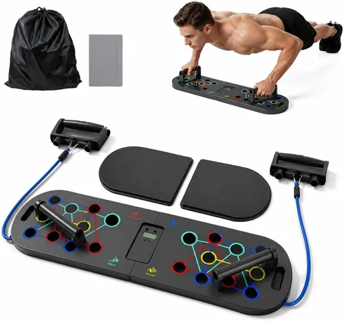 Vista 6 de Tabla de empuje, barra de empuje portátil desmontable 17 en 1 en gimnasio en casa, equipo profesional de entrenamiento muscular disponible