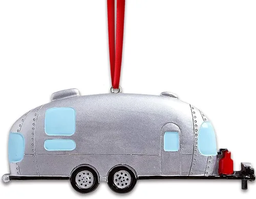 Vista 5 de Adornos de campamento personalizados 2025 – Adorno Airstream para caravana, remolque, Airstream, adorno de Navidad, tren, adornos de Navidad 2025