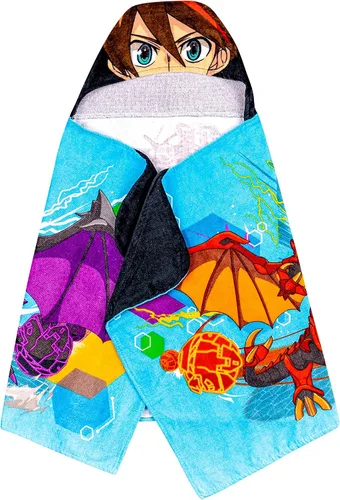 Vista 5 de Bakugan Anime Battle Brawlers Toalla Envolvente de Rizo de Algodón Suave con Capucha para Baño/Piscina/Playa, 24 x 50 pulgadas, por Franco Kids