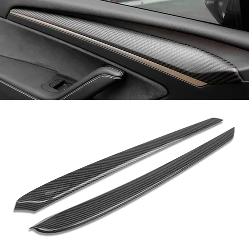 Vista 17 de x xotic tech Cubierta de panel de consola central con patrón de fibra de carbono brillante, compatible con Tesla Model 3 2017 2018 2019 2020 2021