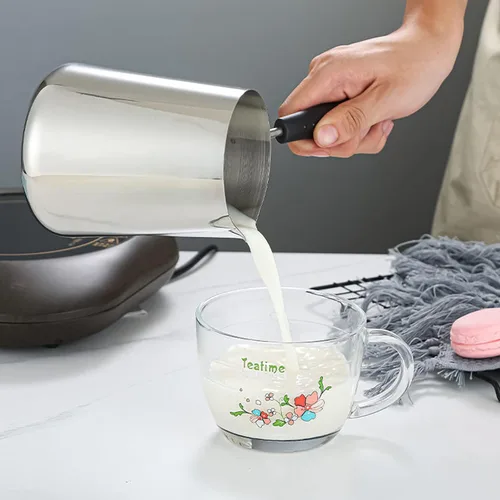 Vista 4 de Ibrik Cezve - Cafetera turca, calentador de leche y café de acero inoxidable, cafetera árabe Briki, olla para fundir chocolate y mantequilla
