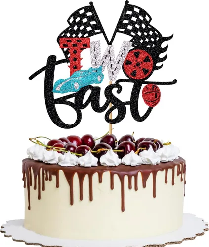 Vista 14 de Decoración para tartas de cumpleaños número 13, decoración para tartas de trece años con purpurina rápida, bandera a cuadros, pista de carreras
