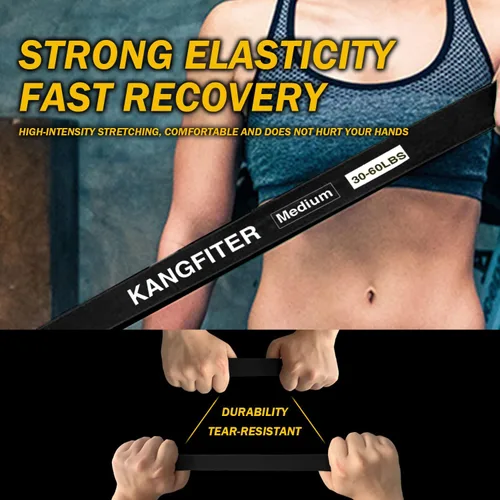 Vista 8 de KANGFITER Bandas de resistencia para entrenamiento, bandas de dominadas para hombres y mujeres, juego de bandas de resistencia gruesas y pesadas