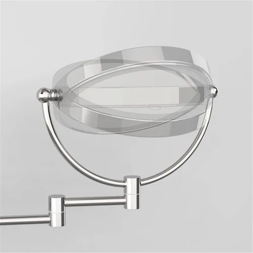 Vista 7 de KEYQEEN Espejo de maquillaje LED con luces, espejo de aumento de doble cara 1X/10X, espejo de aumento negro cableado montado en la pared giratorio