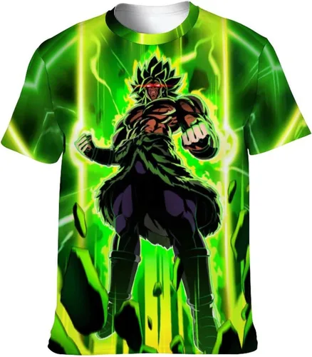 Vista 6 de Saiyajin Broly - Camisetas casuales para hombre, manga corta, unisex, cuello redondo, camisetas para jóvenes y adultos