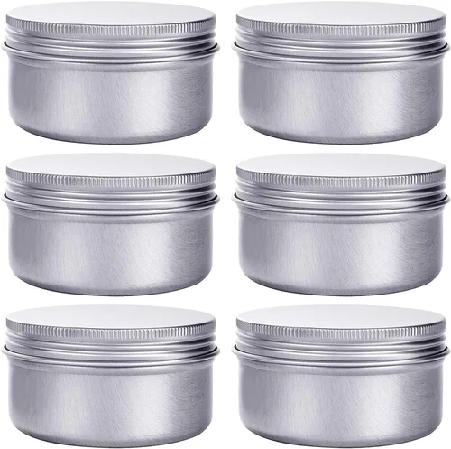 Vista 9 de Latas de aluminio de 6 onzas con tapa de rosca de 6.1 fl oz, recipientes de almacenamiento de metal para almacenar especias, dulces, bálsamo labial