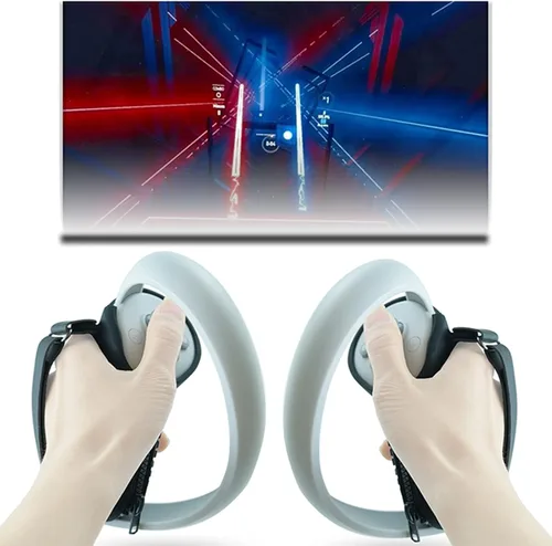 Vista 5 de Funda de agarre de gel de silicona para controlador, correas de controlador ajustables compatibles con accesorios PICO 4 VR (gris)