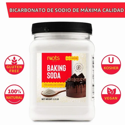 Vista 3 de Roots Circle Bicarbonato de sodio a granel 1 recipiente hermético grande de 35.2 onzas Bicarbonato de sodio puro para cocinar, hornear, limpiar