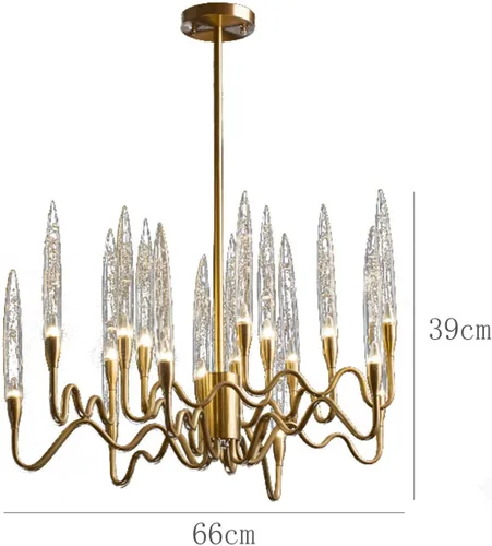 Vista 7 de Candelabros LED, modernos candelabros de cristal, lámpara colgante de latón, lámpara de techo ajustable compatible con dormitorio, pasillo, bar