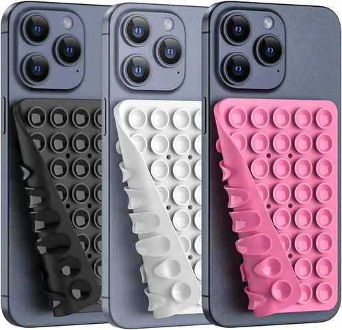 Vista 12 de Soporte de teléfono con succión de silicona de doble cara, accesorio de silicona para iPhone y Android, soporte para teléfono de ducha con espejo
