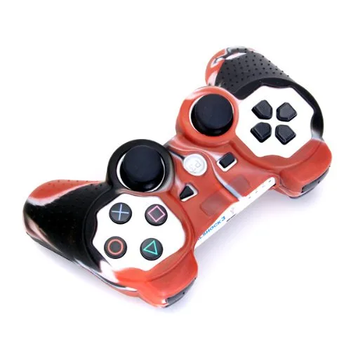 Vista 5 de LNIMI Skin Cover Protective Silicone Case for PS2 PS3 Controller - Black+red