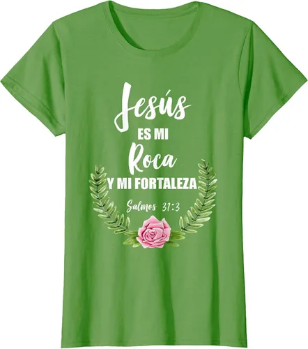 Vista 15 de Jesus ES Mi Roca - Camiseta con versículo bíblico cristiano español Salmos Asphalt Grey